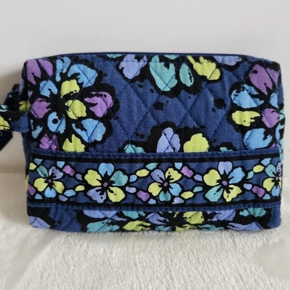 Vera Bradley Retired Indigo Pop Floral Flower Navy Blue Cosmetic Bag Pouch